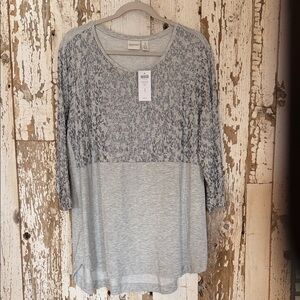 Chico's Light Gray Patterned Tunic Top